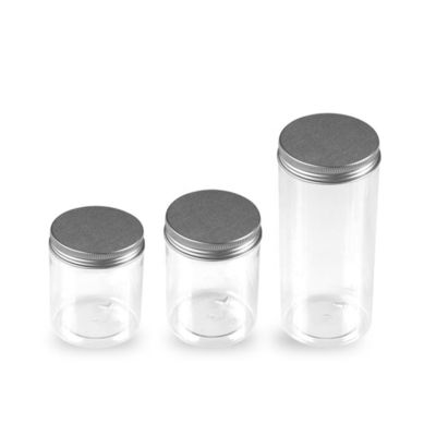 250g 돌려서 여는 뚜껑 플라스틱 애완 플라스틱은 금속 캡과 쿠키 플라스틱 식품 저장실 병을 진동시킵니다